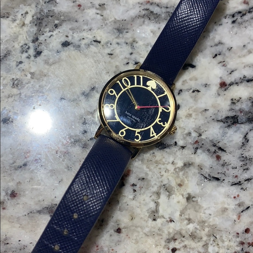 Kate Spade navy blue and gold leather watch